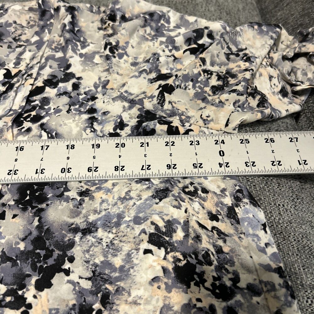 Rose Olive Blouse 2X Blue Abstract Floral Classic Casual Workwear Office Career - Picture 12 of 13
